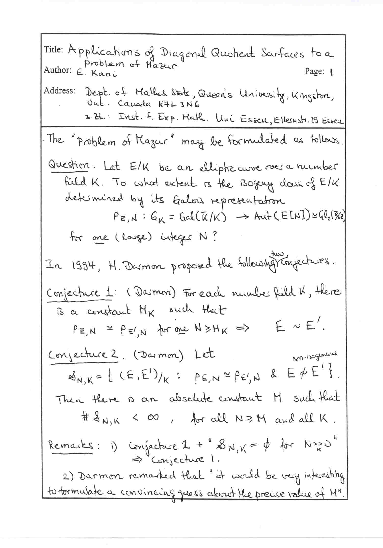 Arithmetical Geometry Conference